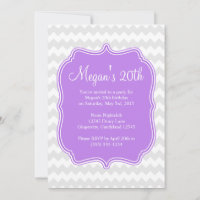 Paars Quatrefoil Chevron Birthday Uitnodiging