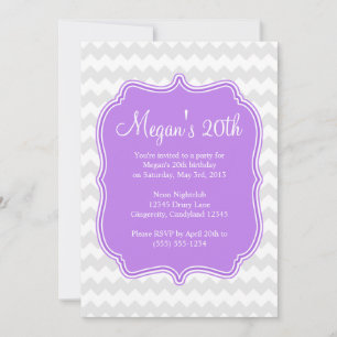 Paars Quatrefoil Chevron Birthday Uitnodiging