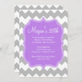 Paars Quatrefoil Chevron Birthday Uitnodiging (Voorkant / Achterkant)