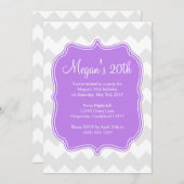Paars Quatrefoil Chevron Birthday Uitnodiging (Voorkant / Achterkant)