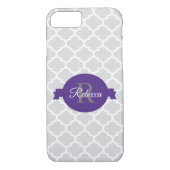 Paars Quatrefoil gepersonaliseerd Case-Mate iPhone Case (Achterkant)