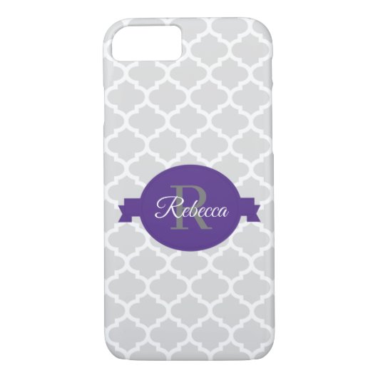 Paars Quatrefoil gepersonaliseerd Case-Mate iPhone Case (Achterkant)