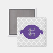 Paars Quatrefoil - Gepersonaliseerd Magnet (Voorkant / Achterkant)