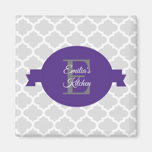 Paars Quatrefoil - Gepersonaliseerd Magnet (Voorkant)