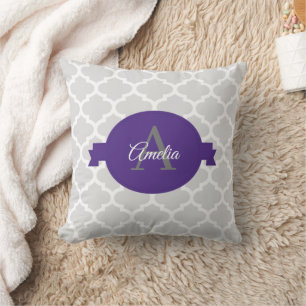 Paars Quatrefoil Gepersonaliseerd Sierkussen
