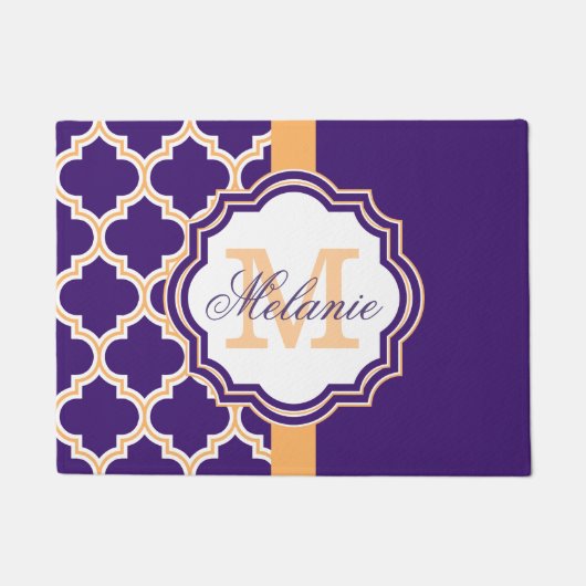 Paars Quatrefoil Monogram Deurmat (Voorkant)