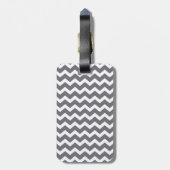 Paars Quatrefoil Monogram Gray Chevron Pattern Bagagelabel (Achterkant verticaal)