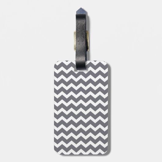 Paars Quatrefoil Monogram Gray Chevron Pattern Bagagelabel (Achterkant verticaal)