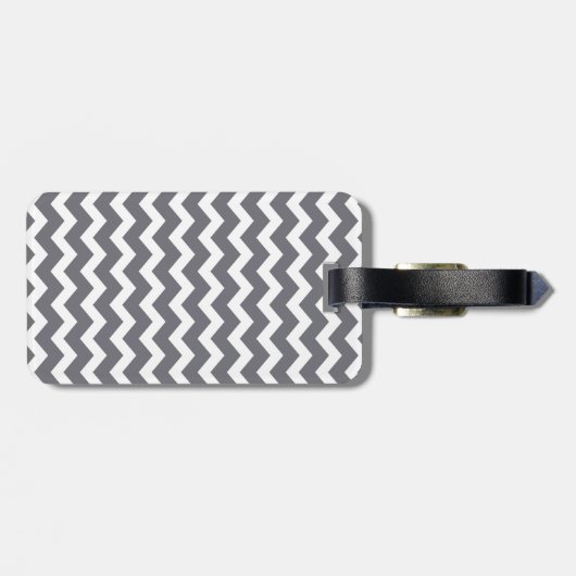 Paars Quatrefoil Monogram Gray Chevron Pattern Bagagelabel (Achterkant horizontaal)