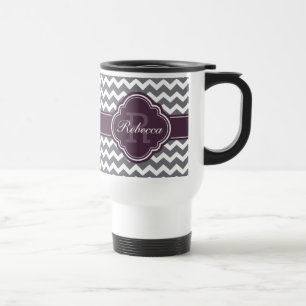 Paars Quatrefoil Monogram Gray Chevron Pattern Reisbeker