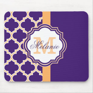 Paars Quatrefoil Monogram Muismat