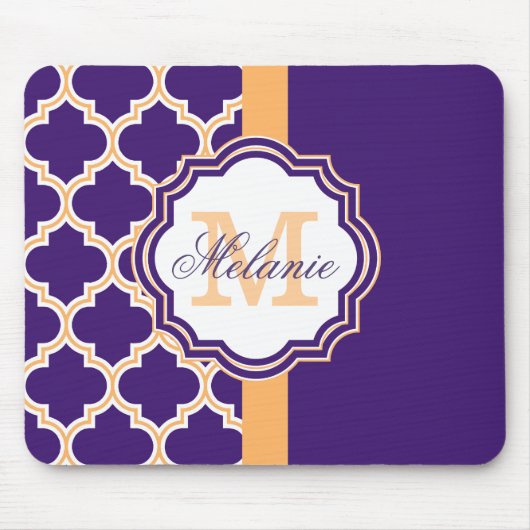 Paars Quatrefoil Monogram Muismat (Voorkant)