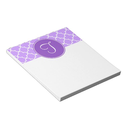 Paars Quatrefoil Monogram Notitieblok (Schuin)