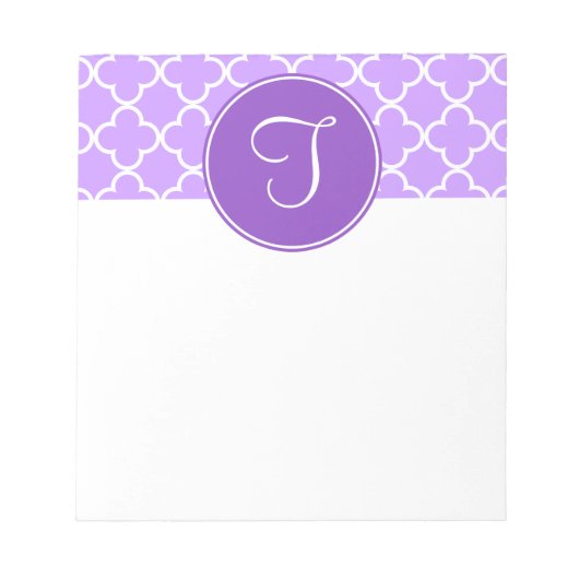 Paars Quatrefoil Monogram Notitieblok (Voorkant)