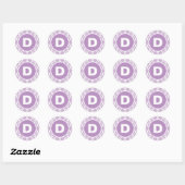 Paars Quatrefoil Monogram Ronde Sticker (Vel)