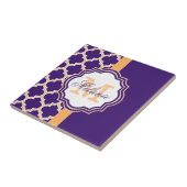 Paars Quatrefoil Monogram Tegeltje (Zijkant)