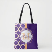 Paars Quatrefoil Monogram Tote Bag (Voorkant)