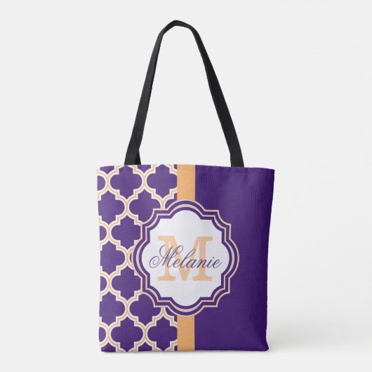 Paars Quatrefoil Monogram Tote Bag (Achterkant)