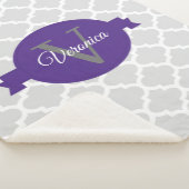 Paars Quatrefoil op maat gesneden Sherpa Blanket Deken (3/4)