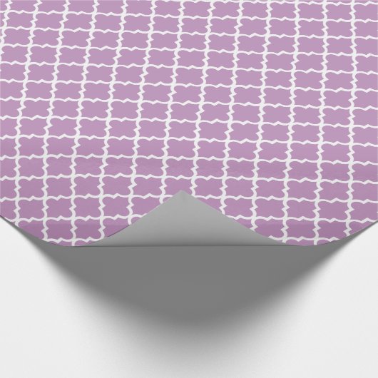 Paars Quatrefoil Patroon Gift Wrap Cadeaupapier (Hoek)