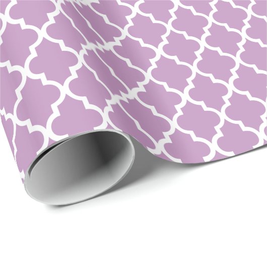 Paars Quatrefoil Patroon Gift Wrap Cadeaupapier (Rol Hoek)