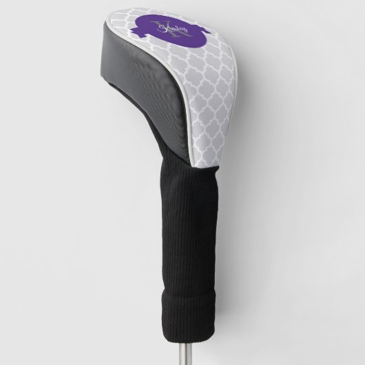 Paars Quatrefoil Persoonlijk Golfhoofd Hoesje Golfheadcover (Schuin)