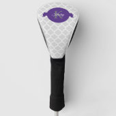 Paars Quatrefoil Persoonlijk Golfhoofd Hoesje Golfheadcover (Voorkant)