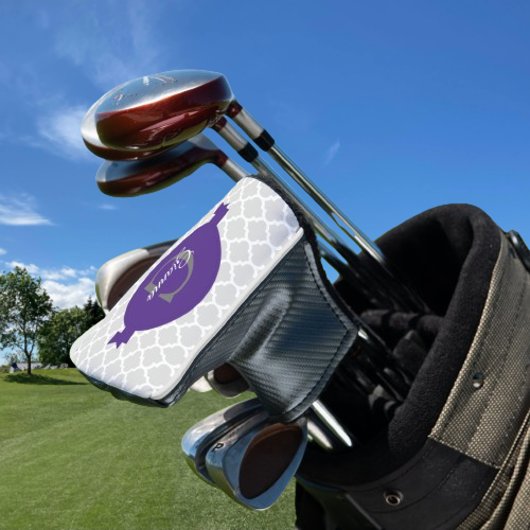 Paars Quatrefoil Persoonlijk Golfhoofd Hoesje Golfheadcover