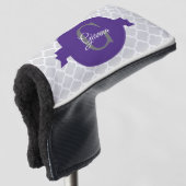 Paars Quatrefoil Persoonlijk Golfhoofd Hoesje Golfheadcover (3/4 voorkant)