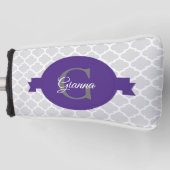 Paars Quatrefoil Persoonlijk Golfhoofd Hoesje Golfheadcover (Voorkant)