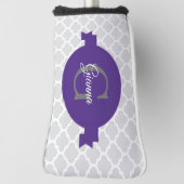 Paars Quatrefoil Persoonlijk Golfhoofd Hoesje Golfheadcover (Draai 90)