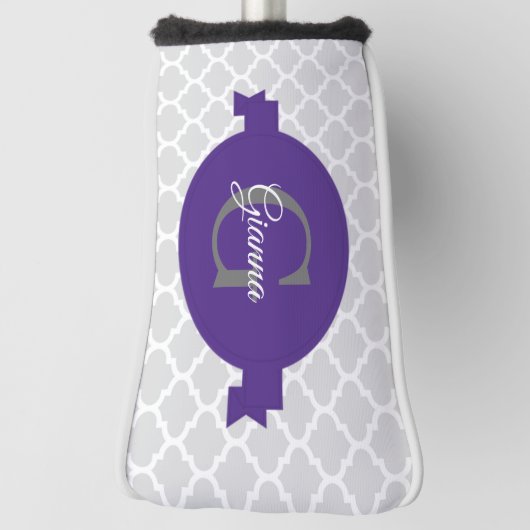 Paars Quatrefoil Persoonlijk Golfhoofd Hoesje Golfheadcover (Draai 90)