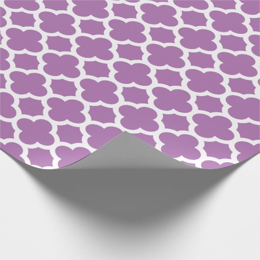 Paars Quatrefoil Trellis Pattern Wrapping Paper Cadeaupapier (Hoek)