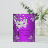 Paars Quinceanera 15e Birthday Masquerade Kaart (Staand voorkant)