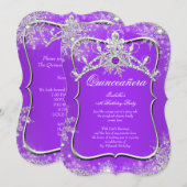 Paars Quinceanera 15e winter Wonderland Kaart (Voorkant / Achterkant)
