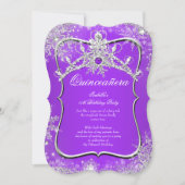 Paars Quinceanera 15e winter Wonderland Kaart (Voorkant)