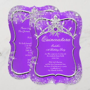 Paars Quinceanera 15e winter Wonderland Kaart