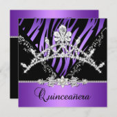 Paars Quinceanera 15e Zebra Tiara Diamond Kaart (Voorkant / Achterkant)