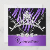 Paars Quinceanera 15e Zebra Tiara Diamond Kaart (Voorkant)