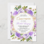 Paars Quinceanera florale lavender lila Kaart (Voorkant)