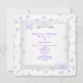 -Paars-Quinceanera-partij Tiara Butterfly Kaart (Achterkant)