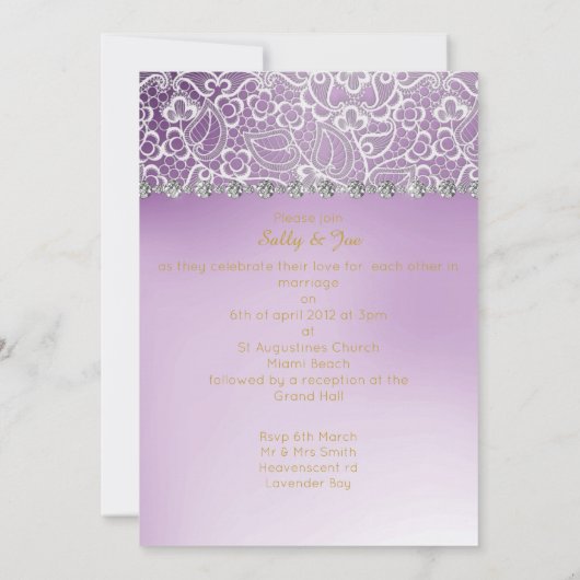  Paars Race Diamond Wedding Kaart (Achterkant)