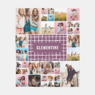 Paars raster 34 foto modern minimaal stijlvol fleece deken