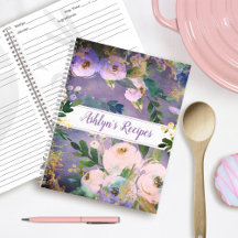 Paars recept kookboek bloemrijk aquarel antiek