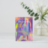 Paars Red Blue Faux Holo oorring Kaart Visitekaartje (Staand voorkant)