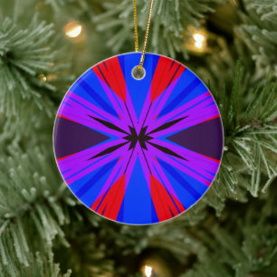 Paars Red Blue Star Starburst Fun Vaporwave Keramisch Ornament