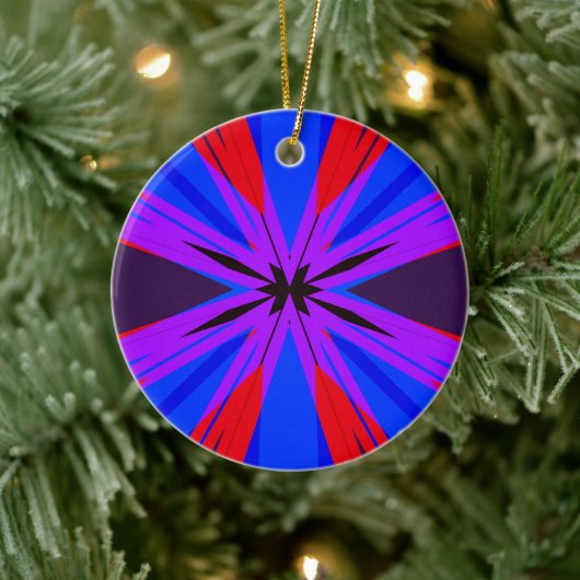 Paars Red Blue Star Starburst Fun Vaporwave Keramisch Ornament (Boom)
