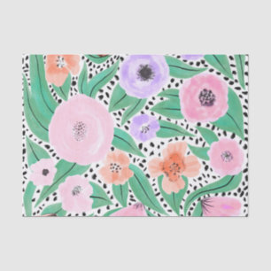 Paars Red Floral Polka Dots Waterverf Patroon Tissuepapier