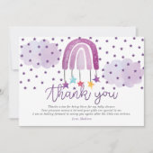 Paars regenboogBaby shower Bedankkaart (Voorkant)