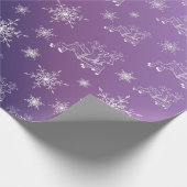 paars, rendier, ster, sterren, sneeuwvlok, kerst cadeaupapier (Hoek)